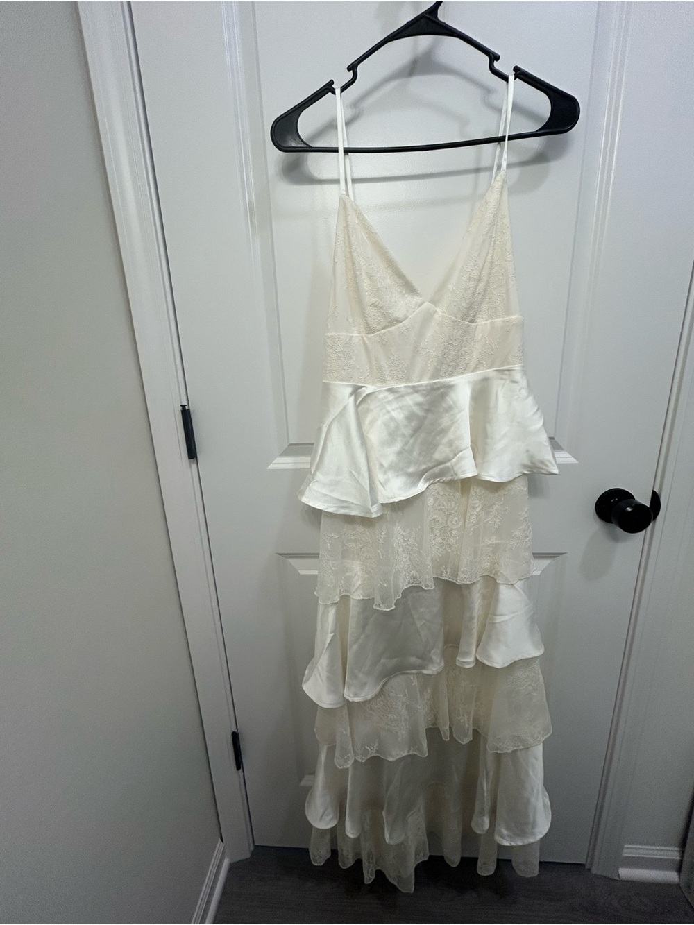 Altar'd State Ivory Strapless Tiered Ruffle Maxi Dress